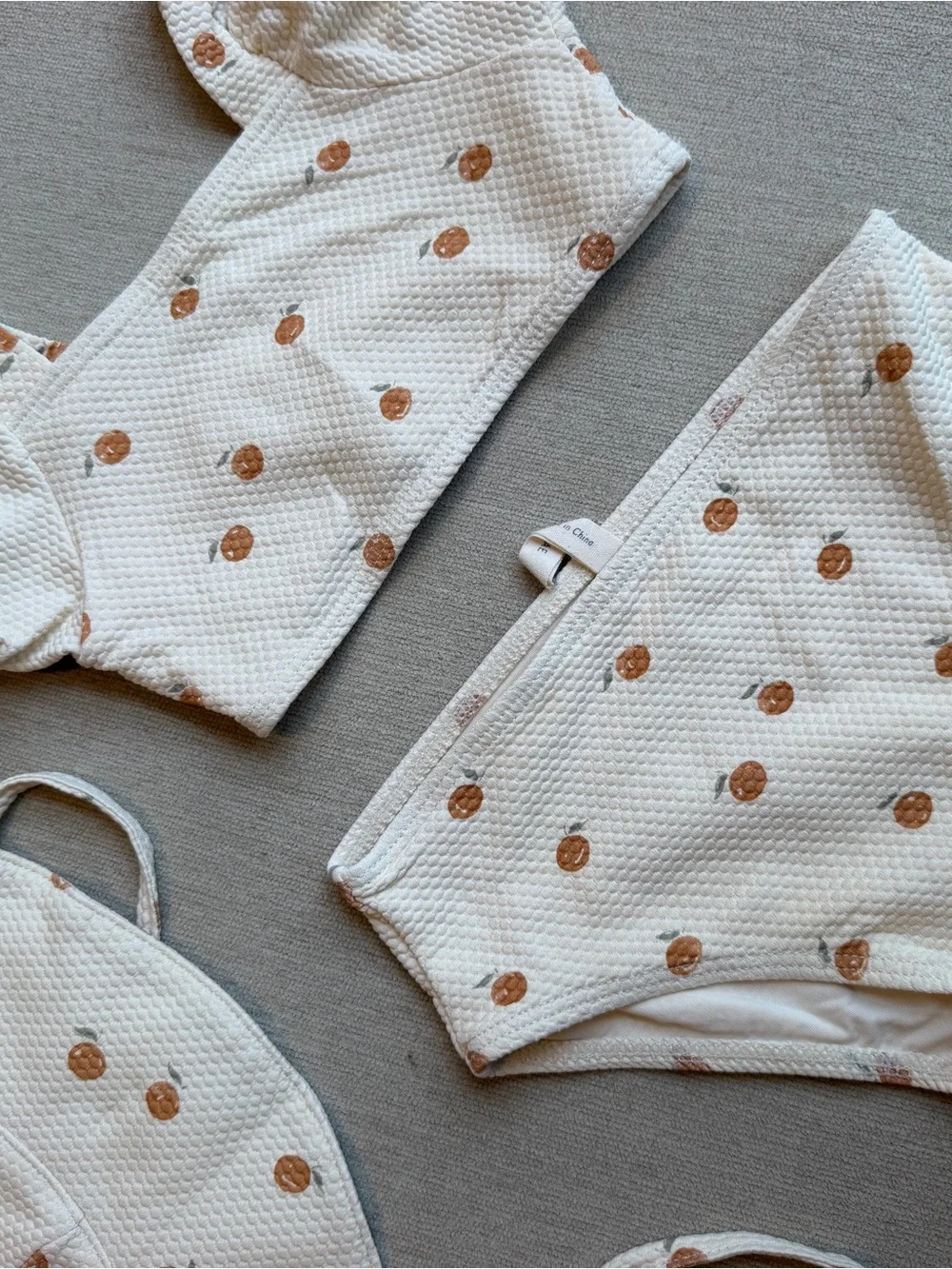 Quincy Mae Cream Swim suit with Tan Dot Print